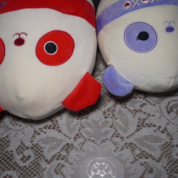 Squishmallows 12"  Prescott Purple Panda Penelope 15" Plush Red Panda Valentine - Picture 6 of 6